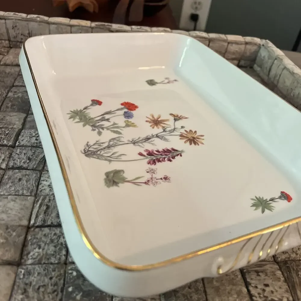Louis Lourioux France Le Faune Wildflower Porcelain Baking Dish Ramekin Lot 10